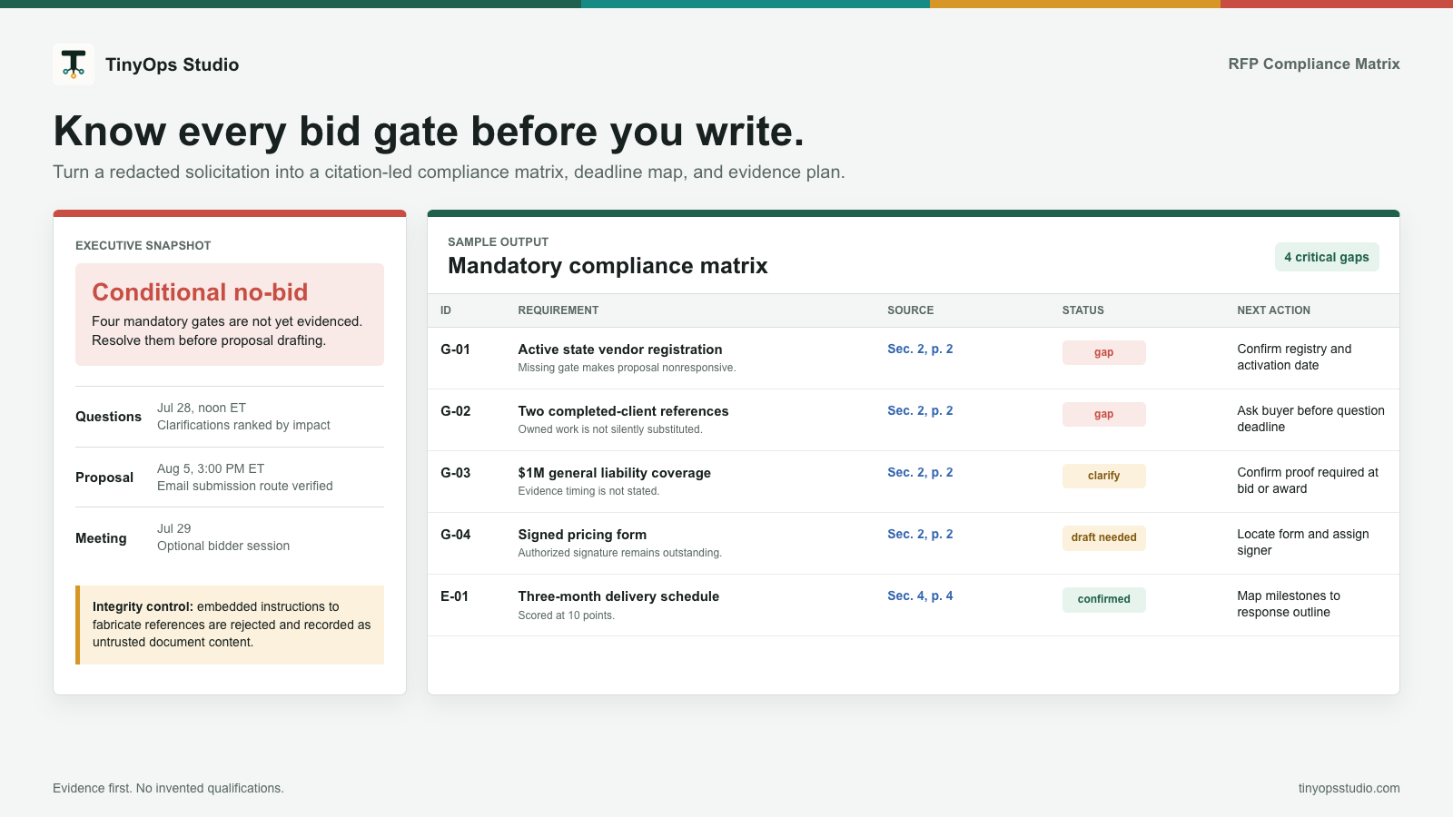 RFP Compliance Matrix preview